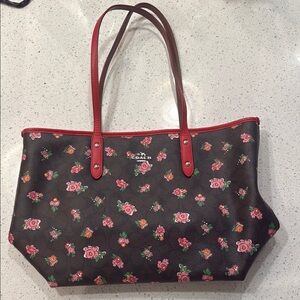 Coach City Tote Bag with a signature canvas and a multi-color floral print